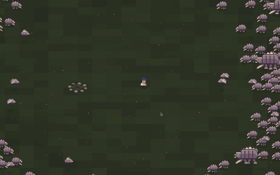 Kingswarm pre-alpha gameplay: the Slayer holds ground in a circle of light as a swarm of monsters closes in